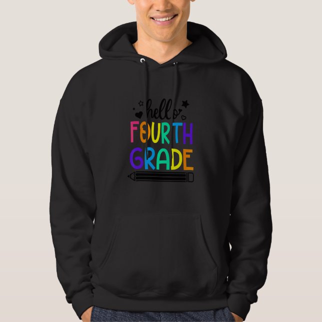 Sudadera Hola, 4° Grado De Vuelta A Los Colegios Para Chica (Anverso)