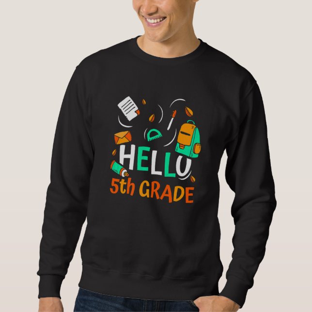 Sudadera Hola, 5º Grado Grader Class Pupil School 5 Cinco F (Anverso)