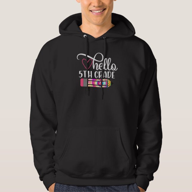 Sudadera Hola, 5º Grado, Tye De Vuelta A La Maestra Stu (Anverso)