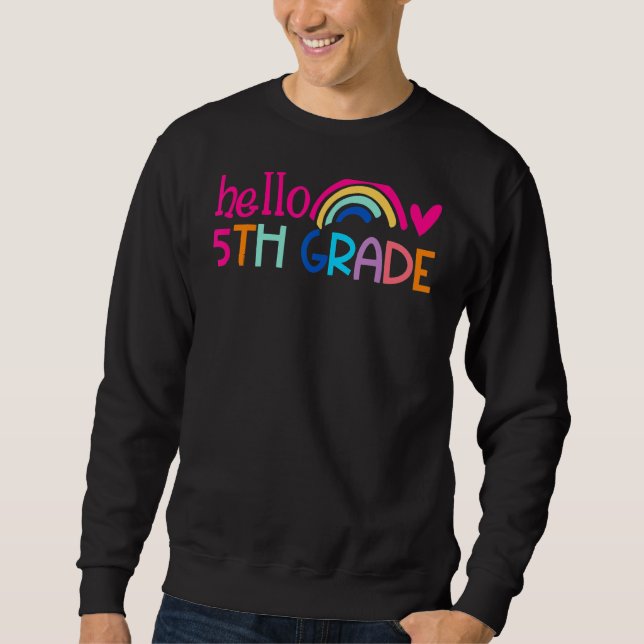 Sudadera Hola, 5° Grado Arcoiris para profesores estudiante (Anverso)