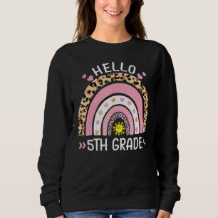 Sudadera Hola 5° Grado Leopard Cute Rainbow para profesores