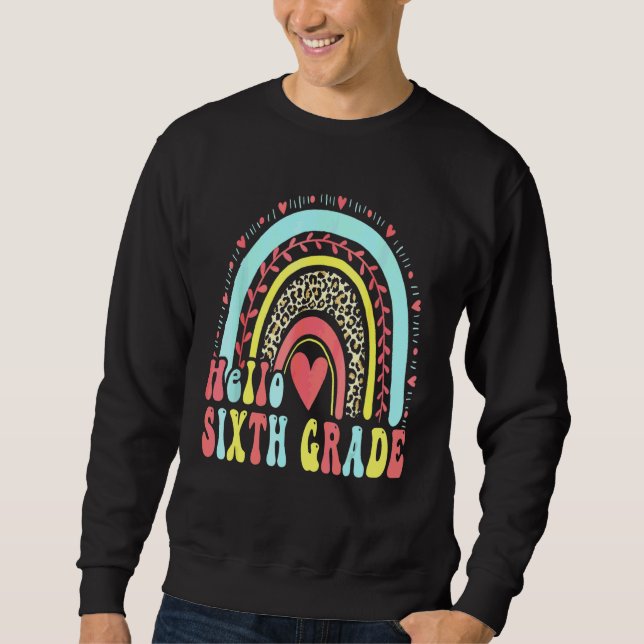 Sudadera Hola 6to Profesor de Sexto Grado Arcoíris Boho De  (Anverso)