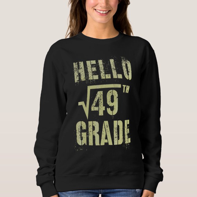 Sudadera Hola 7º Grado Raíz Cuadrada De 49 Math Stud Squad (Anverso)