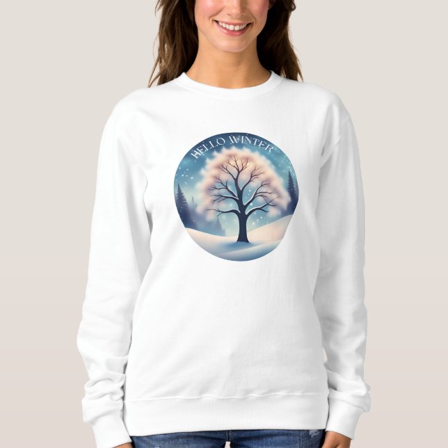 Sudadera Hola árbol de invierno (Anverso)