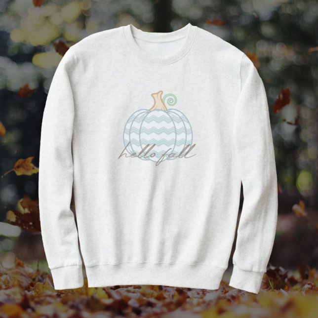 Sudadera Hola Caída - Calabaza de otoño blanca + azul Chevr (Subido por el creador)