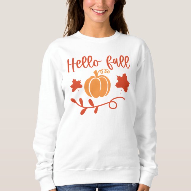 Sudadera Hola Caída Calabaza Floral Estacional Otoño (Anverso)