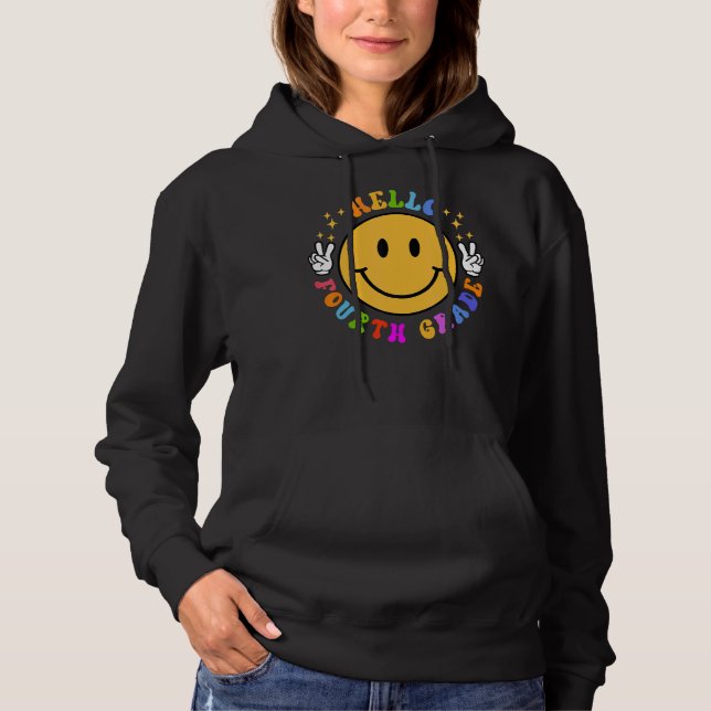 Sudadera Hola de cuarto grado Feliz Cara de 5º grado Sonris (Anverso)