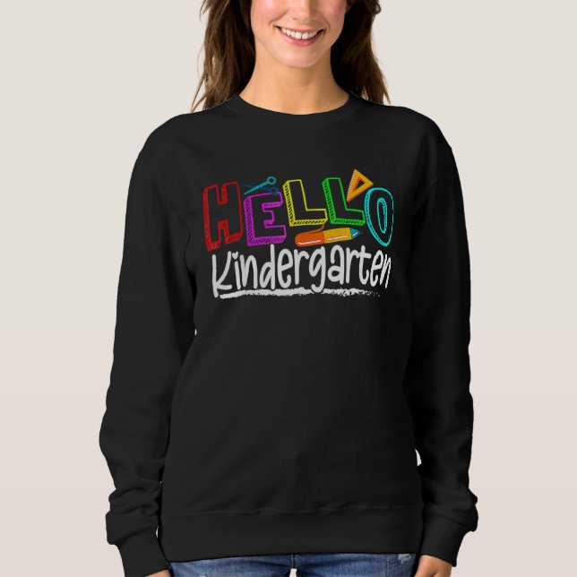 Sudadera Hola, Equipo De Kindergarten, Kinder, de vuelta al (Anverso)