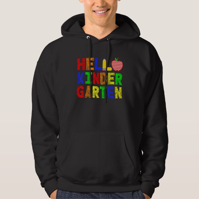 Sudadera Hola, Equipo De Kindergarten, Kinder, de vuelta al (Anverso)