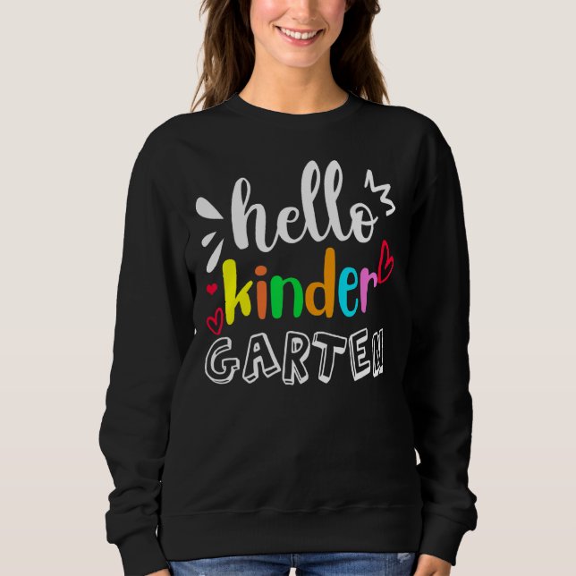 Sudadera Hola, Equipo De Kindergarten, Kinder, de vuelta al (Anverso)