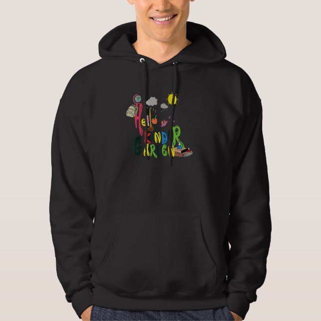 Sudadera Hola, Equipo De Kindergarten, Kinder, de vuelta al (Anverso)