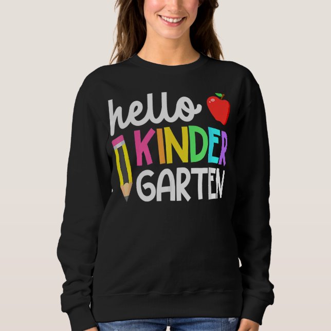 Sudadera Hola, Equipo De Kindergarten, Kinder, de vuelta al (Anverso)