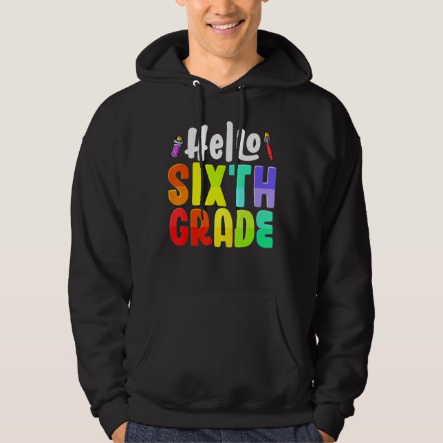Sudadera Hola, equipo de sexto grado, profesores de sexto g (Anverso)
