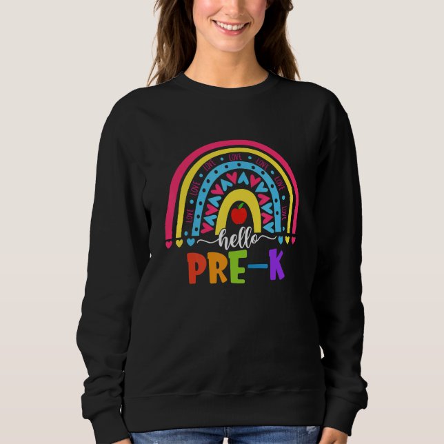 Sudadera Hola equipo preescolar de arcoiris de preescolar H (Anverso)