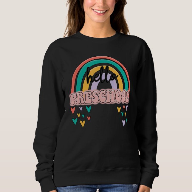Sudadera Hola Estudiante De Preescolar Boho Rainbow Primer  (Anverso)