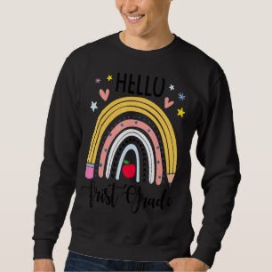 Sudadera Hola Estudiante De Primer Grado Boho Rainbow De Vu