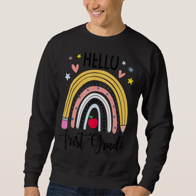 Sudadera Hola Estudiante De Primer Grado Boho Rainbow De Vu (Anverso)