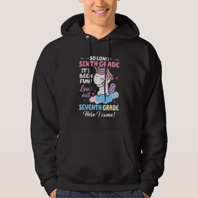 Sudadera Hola, estudiante de séptimo grado de vuelta a la u (Anverso)