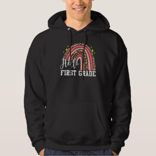 Sudadera Hola Grado Primero 1er Grado Leopardo Arcoíris Esp