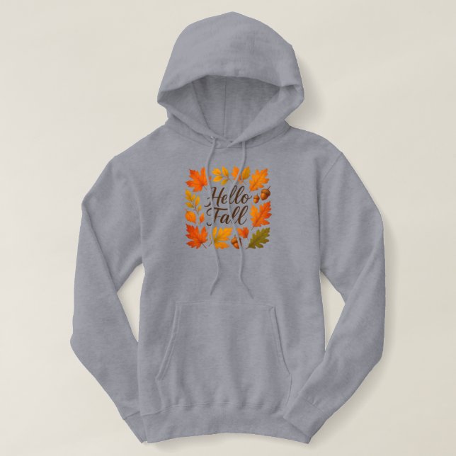Sudadera Hola Hojas de otoño y bellotas (Diseño del anverso)