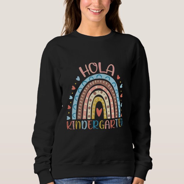 Sudadera Hola Hola Maestro Español De Kinder Niños De Vuelt (Anverso)