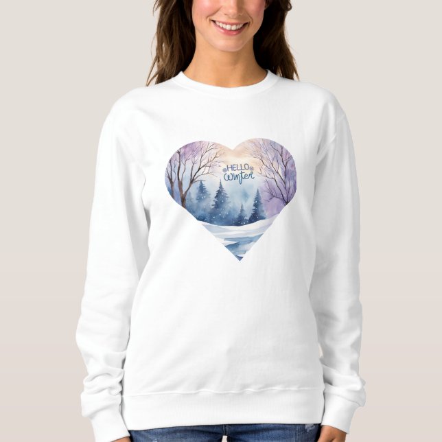 Sudadera Hola invernal Watercolor Heart (Anverso)