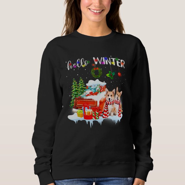 Sudadera Hola invierno Cute Corgi Nochebuena (Anverso)