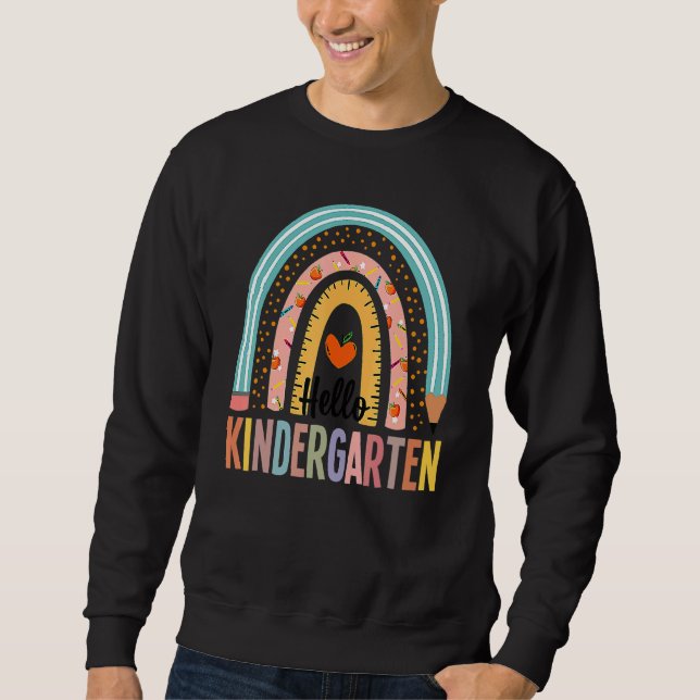 Sudadera Hola Kindergarten Boho Profesor Arcoiris De Vuelta (Anverso)