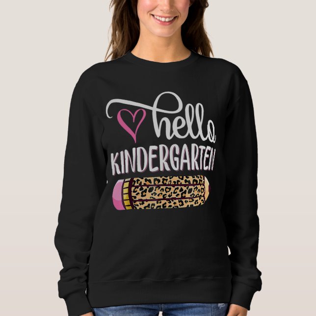 Sudadera Hola Kindergarten Lápiz De Leopardo Rosa De Vuelta (Anverso)