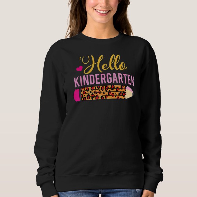 Sudadera Hola Kindergarten Leopard De vuelta al profesor es (Anverso)