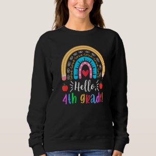 Sudadera Hola Lápiz de Arcoíris de 4to Grado Manzana Primer