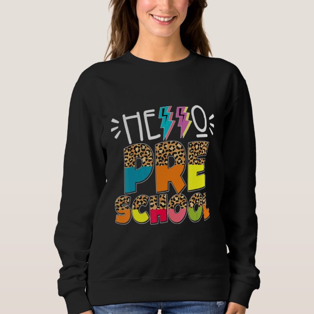 Sudadera Hola Leopardo preescolar de vuelta a la escuela pr (Anverso)