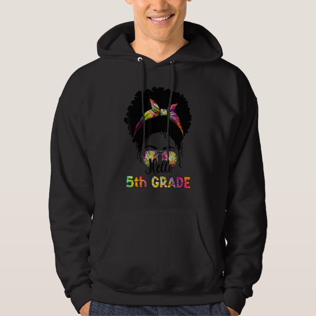 Sudadera Hola Maestra De Bun Afro Messy De Quinto Grado De  (Anverso)