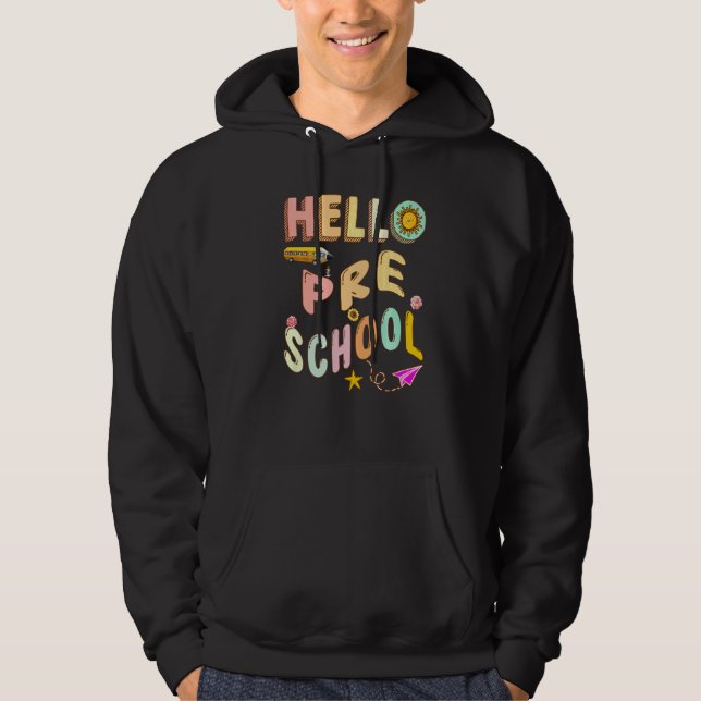 Sudadera Hola maestra de preescolar de historia linda profe (Anverso)