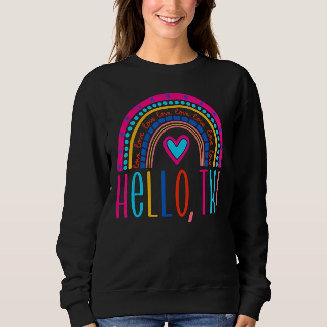 Sudadera Hola Maestra De Preescolar De TK De Nuevo Día A La (Anverso)