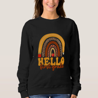 Sudadera Hola Maestra Linda de Primer Grado Leopardo Arcoír