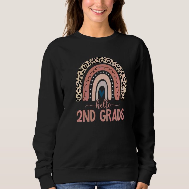 Sudadera Hola Maestro de 2do Grado Leopardo Arcoíris De vue (Anverso)