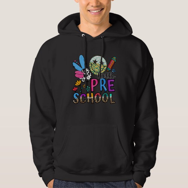 Sudadera Hola Maestro De Leopardo De Preescolar Estudiante  (Anverso)
