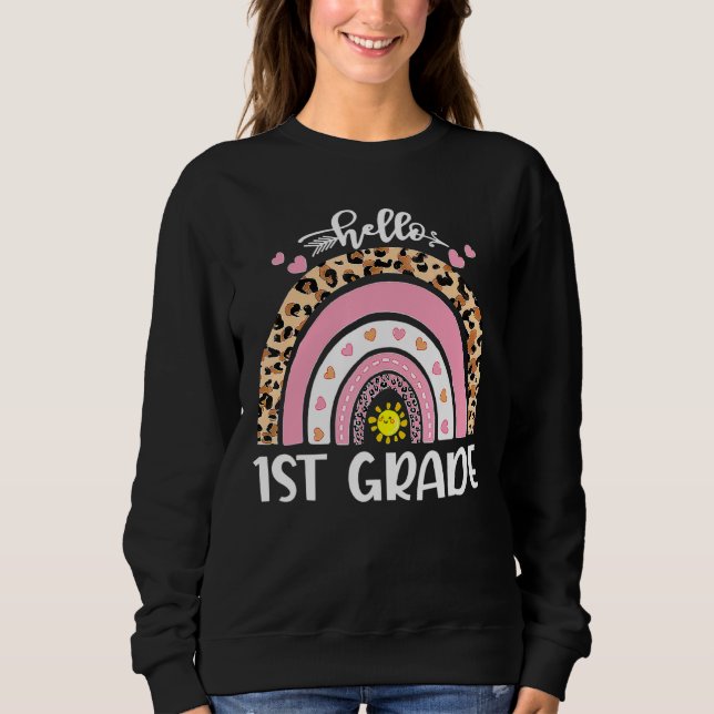 Sudadera Hola niños de primer grado del arco iris vuelven a (Anverso)
