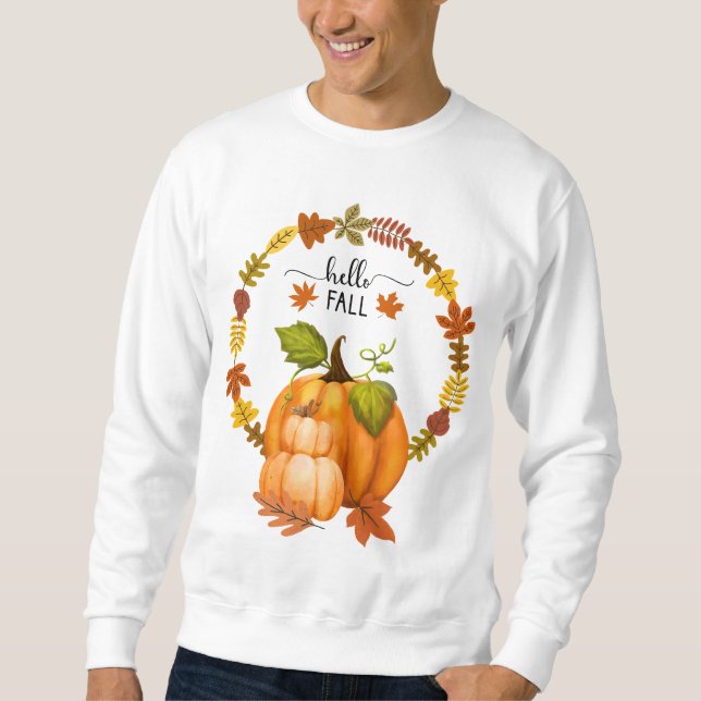Sudadera Hola otoño sale calabazas masculinas (Anverso)