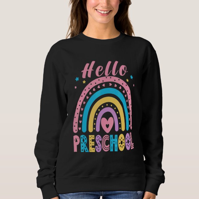 Sudadera Hola Preescolar Arcoiris Primer Día de Enseñanza E (Anverso)