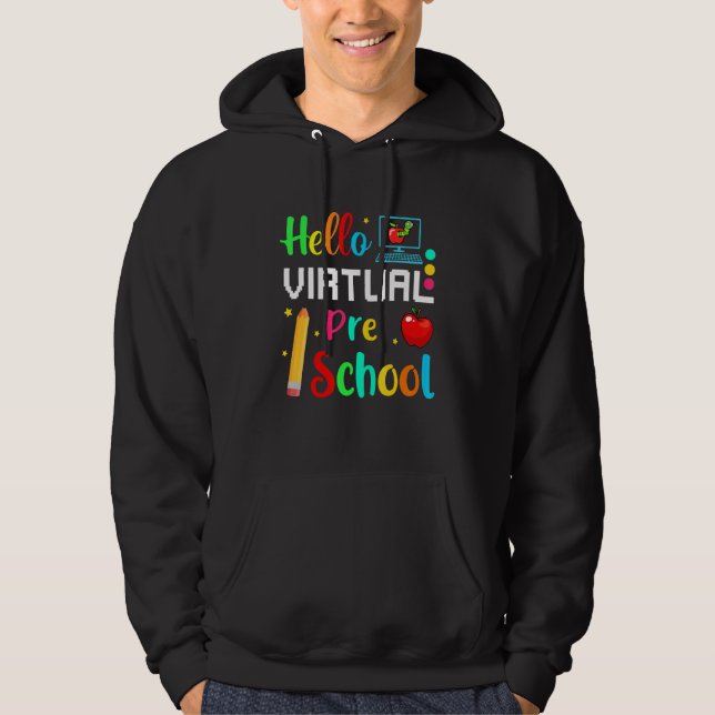 Sudadera Hola Preescolar virtual de vuelta a la escuela en  (Anverso)