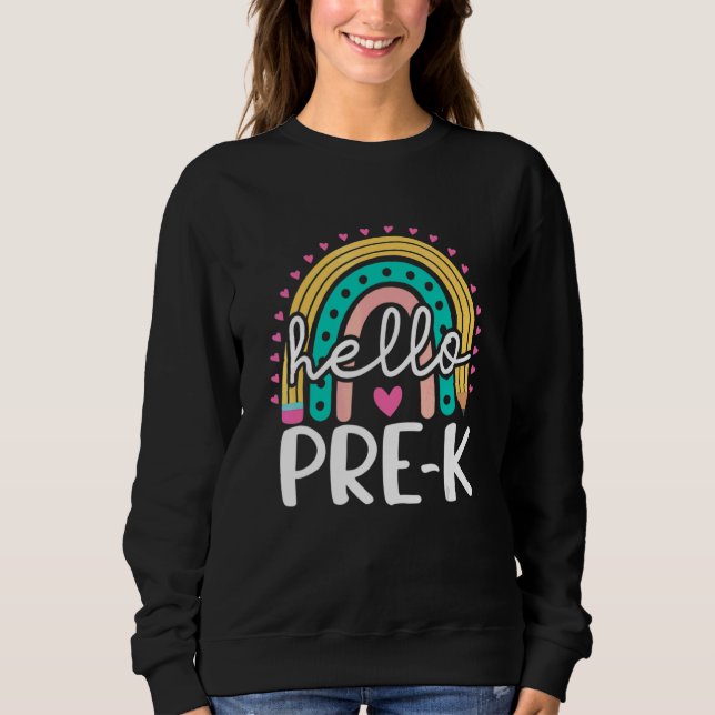 Sudadera Hola Prek Retro Arcoíris Pre K Profesora Niños (Anverso)