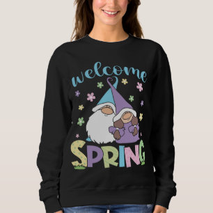 Sudadera Hola Primavera floral Gnomes pareja Daisy Flowers