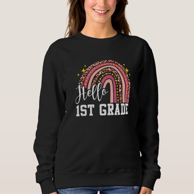 Sudadera Hola primer grado de leopardo arcoiris de primer g (Anverso)