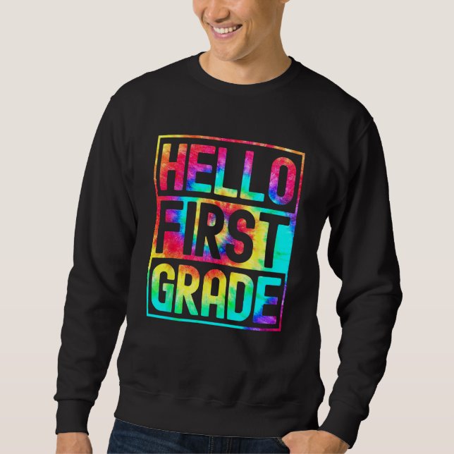 Sudadera Hola primer grado de vuelta a la escuela maestro d (Anverso)