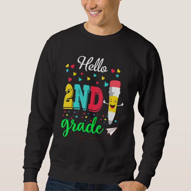Sudadera Hola Primer Grado Feliz Primer Día De La Escuela E (Anverso)