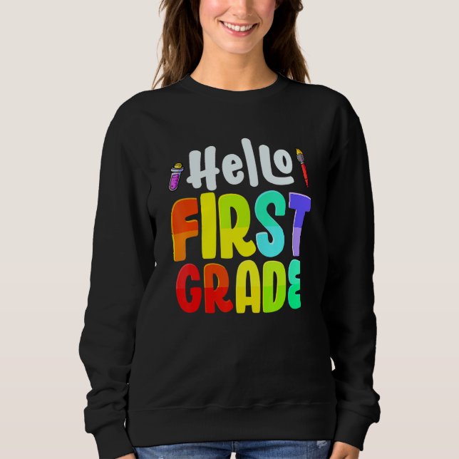 Sudadera Hola, primer grado, profesores de primer grado a (Anverso)