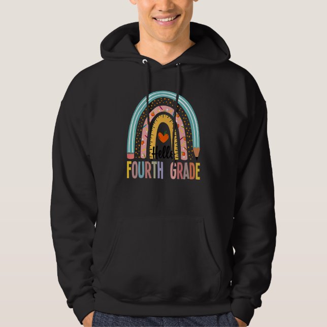Sudadera Hola profesor boho arcoíris de cuarto grado de vue (Anverso)