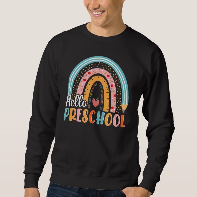 Sudadera Hola Profesor De Arcoiris De Boho De Preescolar De (Anverso)